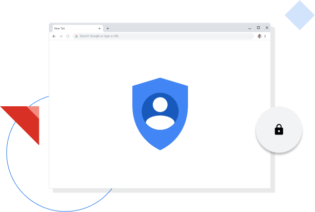 หน้าต่างเบราว์เซอร์ Chrome ที่แสดงไอคอนความเป็นส่วนตัวของ Google