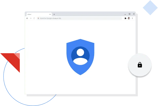 หน้าต่างเบราว์เซอร์ Chrome ที่แสดงไอคอนความเป็นส่วนตัวของ Google